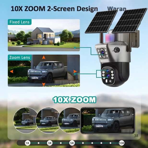 مع 2 الواح شمسية 12 Megapixel 4G كاميرا مراقبة بالطاقة الشمسية